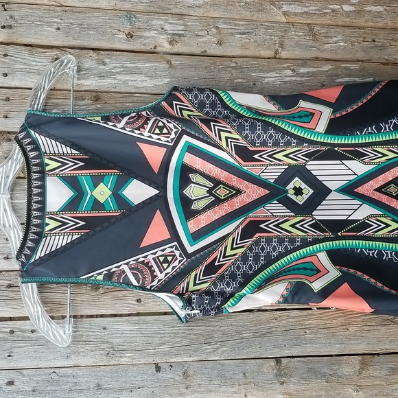 Fun VINTAGE 90s Y2K Forever 21 OP Art Side Zip A Line Mod Dress Medium - Picture 6 of 9